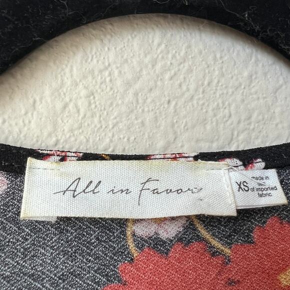 Nordstrom All In Favor Black Red Floral Midi Dress Size XS - Picture 4 of 6